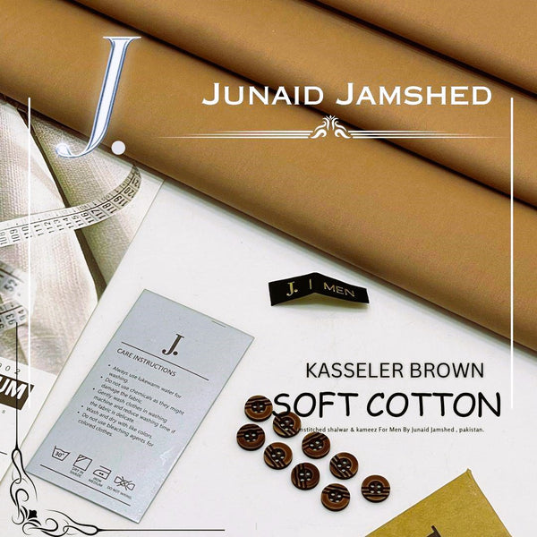 J. Unstitched Soft Cotton Shalwar & Kameez | Kasseler Brown Color